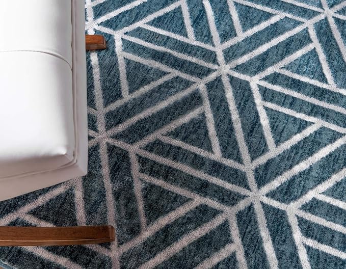 Rugs.com Lattice Trellis Collection Rug – 9' x 12' Blue Low-Pile Rug Perfect - Image 7