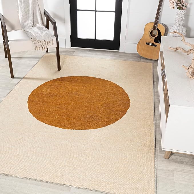 JONATHAN Y Machine Washable Indoor Area Rug 9X12 Cream/Terracotta, Cirkel - Image 6