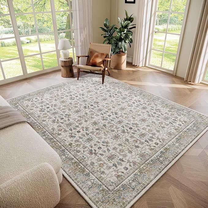 Washable 5x7 Area Rugs for Living Room, BoHo Non-slip Vintage Distress Rugs for by Hedwior