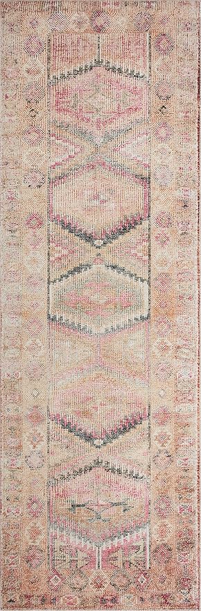 Loloi Layla Collection LAY-17 Pink/Lagoon 2'-6" x 9'-6" .13" Thick Runner Rug - Image 4