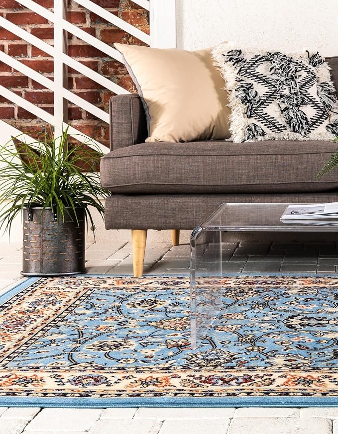 Rugs.com Yasmin Collection Rug – 9' x 12' Light Blue Medium Rug Perfect - Image 10