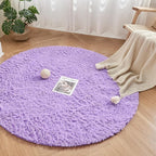 Andency Purple Round Area Rug for Bedroom, Shag Circle Rug 4'X4' for Room - Image 4