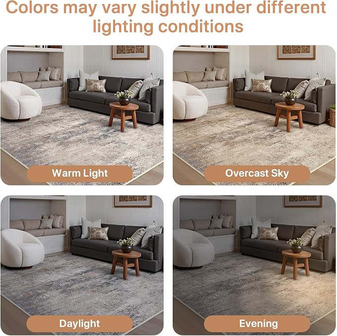 GENIMO Washable 5x7 Area Rugs for Living Room, Non Slip Modern Abstract Rug - Image 8