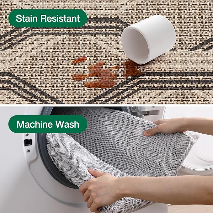 LUMI 4x6 Washable Area Rug for Living Room, Ultra Soft Modern Abstract Rugs Non - Image 7