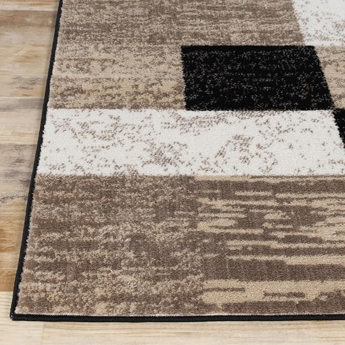 Superior Indoor Area Rug, Jute Backed, Modern Geometric Patchwork Floor Decor - Image 4