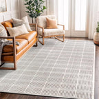 Rugshop Bohemian Stripe Lines Washable Non Slip Area Rug 5' x 7' Ivory by Rugshop