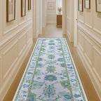 Fame Living Green Oushak Rug, Vintage Turkish Eclectic Floral Pastel Large by FameLiving%7COushakRugs