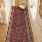 Dark Red 2'6''x10' Wide Hallway Runner Rug - 10ft Long Washable Non Slip Indoor by HazoHaus