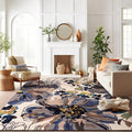 Rugshop Cream Bright Flowers Non Slip Non-Shedding Area Rug by Rugshop
