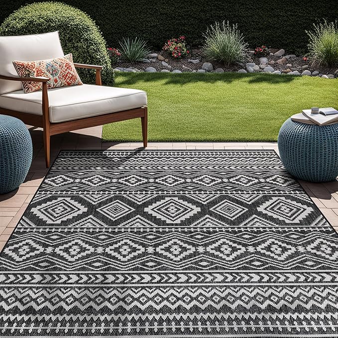 Beverly Rug Waikiki Boho Indoor Outdoor Rug 9x12, Washable Outside Carpet by BeverlyRug