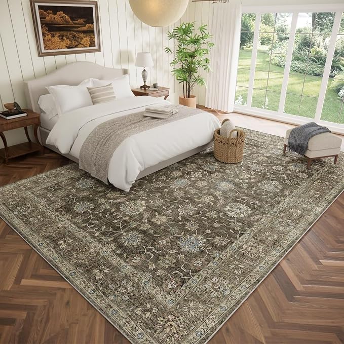 Washable 10x14 Area Rugs for Living Room, Boho Non-Slip Vintage Distress Large - Image 2