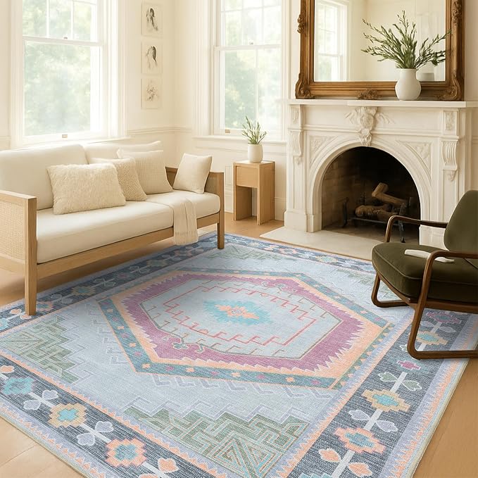 Fame Living Washable Area Rug. Modern Farmhouse. Vintage. Turkish. Bohemian. by FameLiving%7COushakRugs