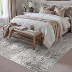 5x7 Grey Area Rug Washable Non Slip Modern Abstract Living Room Carpet Neutral - Image 6