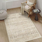 HUGEAR 3x5 Area Rug Beige Vintage Neutral Washable Bathroom Rug Soft Non Slip - Image 2
