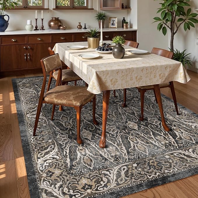 Washable Area Rug 8' x 10' Vintage Traditional Persian Mat - Image 3