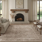 FMFUNCTEX 6x9 Washable Area Rug Vintage Neutral Distressed Large Taupe Non Slip by Fmfunctex