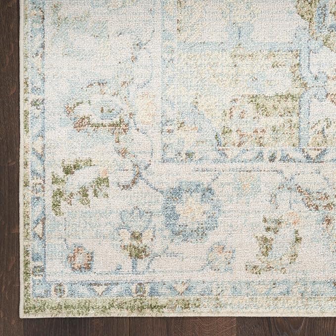 Nourison Home Astra Machine Washable Blue Green 2'2" x 10' Area Rug - Image 5