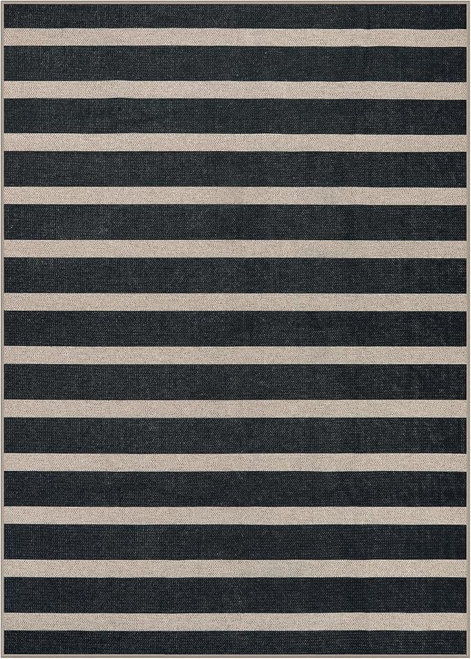 Lahome Striped Easy Jute Indoor Outdoor Rug, Washable Rugs 5x7 - Image 6