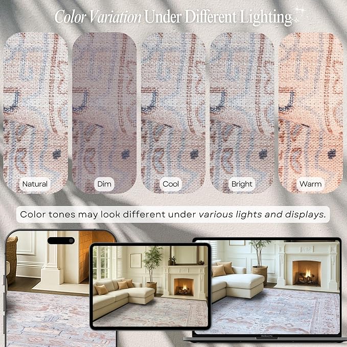 Fame Rugs Turkish Rug. Washable Vintage Oriental Antique Inspired Traditional - Image 4