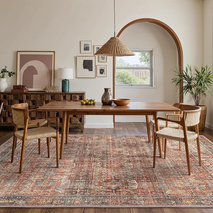 GENIMO 6x9 Area Rugs for Living Room, Machine Washable Non Slip Vintage Rugs - Image 3