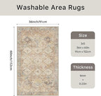 Bavni 3x5 Area Rugs for Living Room, Machine Washable Rug Non Slip, Vintage - Image 2