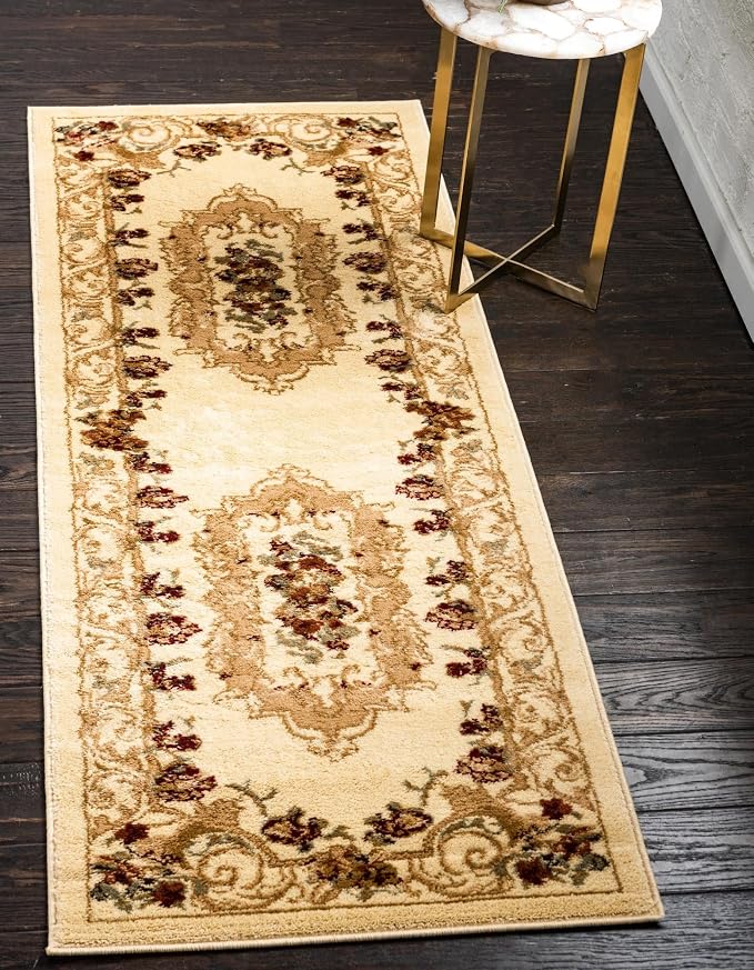Rugs.com Chateau Collection Rug - 13 Ft Runner Cream Medium Pile Rug by Rugscom