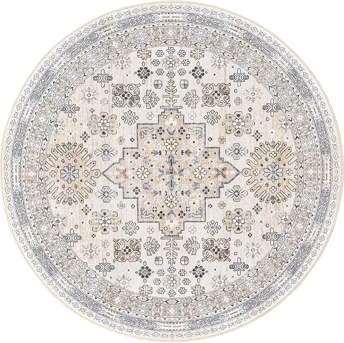zesthome 8ft Round Rugs for Living Room, Non-Slip Washable Round Area Rugs - Image 2