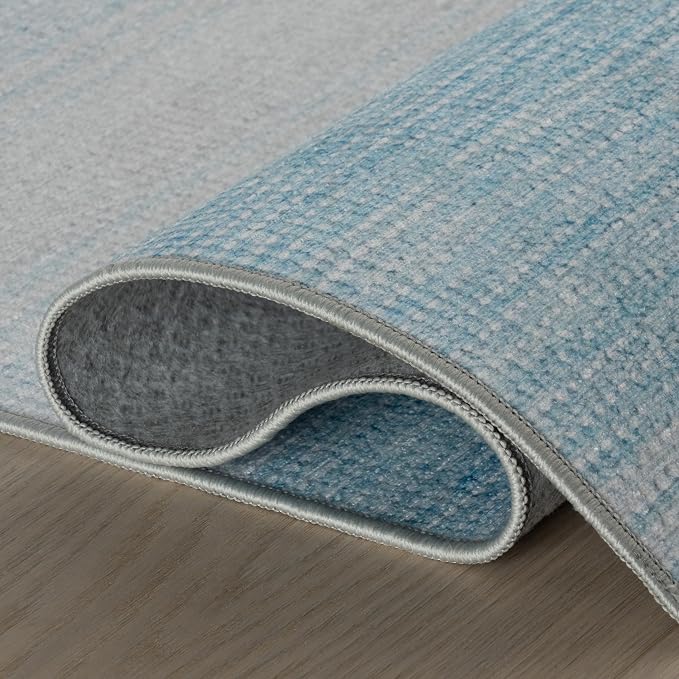 Dash & Albert Pandora Blue Machine Washable Rug, 6 X 9 Feet - Image 5