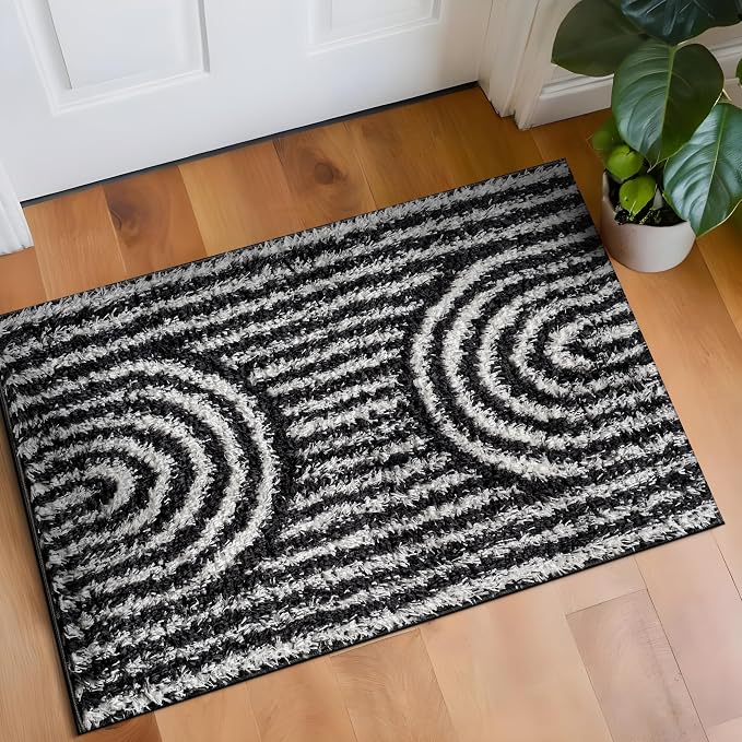 Rugshop Abstract Arch Shag Area Rug Anthracite Dark Gray 2' x 3' Ideal by Rugshop