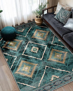 Area Rug 6x9 Rug Machine Washable Non-Slip Low Pile Print Pattern Western Rug by BESTSWEETIE