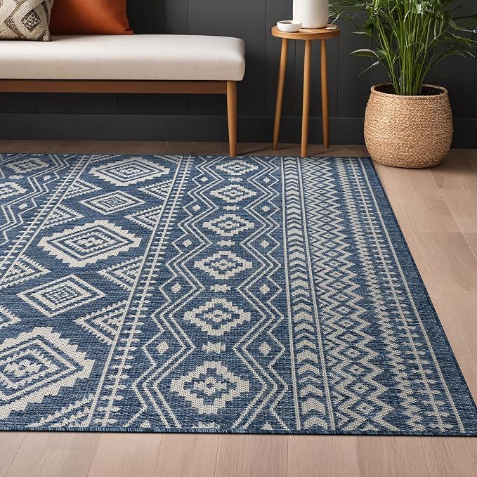 Beverly Rug Waikiki Boho Indoor Outdoor Rug 8x10, Washable Outside Carpet - Image 6