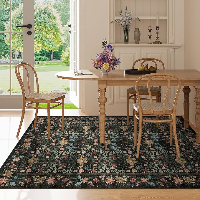 DUKINO 3x5 Area Rug, Vintage Floral Washable Rug - Image 6