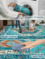SERISSA Runner Rug for Hallways, Extra Long Boho Rug Ultra Soft Vintage Blue - Image 3