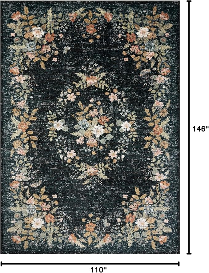 Loloi Rifle Paper Co. Laurel Collection LAU-01 Dark Navy 9'-2" x 12'-2" Area Rug - Image 2