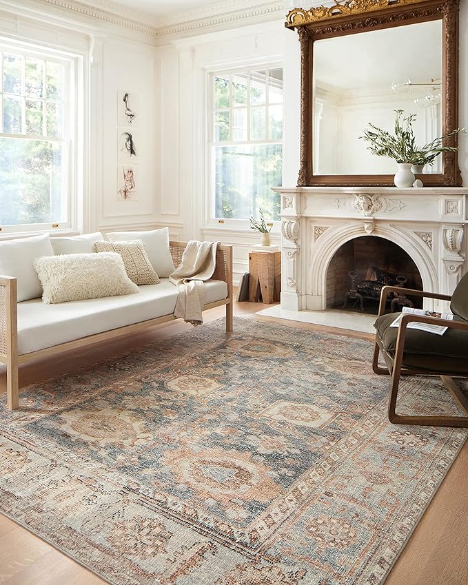 Loloi Margot Collection MAT-03 Ocean/Spice 2'-0" x 5'-0" Accent Rug feat. by Loloi