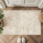 2x3 Beige Washable Area Rug for Entryway Neutral Soft Non Slip Small Carpet Low by WondRg