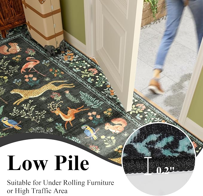 DUKINO 6ft Round Rug for Bedroom, Animal Print Washable Circle Rug - Image 6