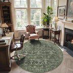 6ft Round Washable Area Rugs for Living Room, Vintage Boho Large Rug for - Image 6