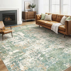 5x7 Area Rugs Living Room: Washable Large Abstract Soft Green Rug Stain by LOONGRUG