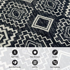 Rugshop Southwestern Black and White Tribal Area Rug – Geometric Diamond - Image 4