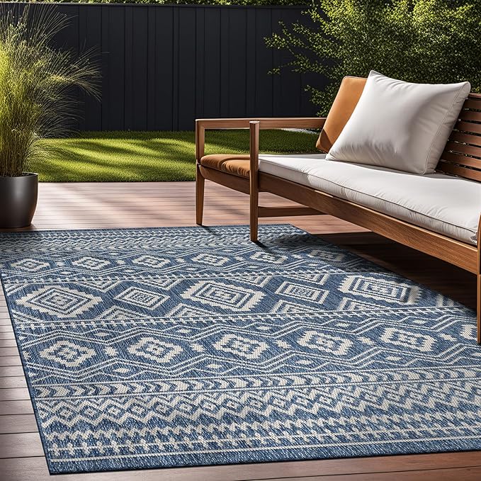 Beverly Rug Waikiki Boho Indoor Outdoor Rug 5x7, Washable Outside Carpet - Image 6