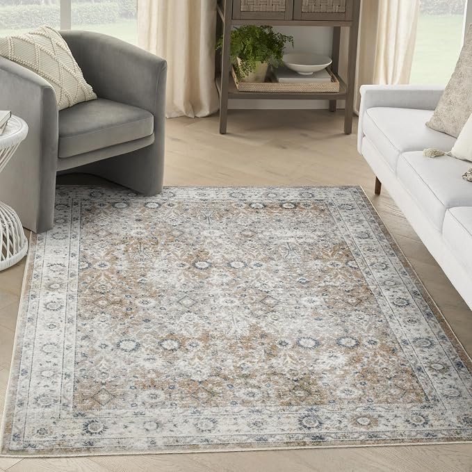 Nourison Home Astra Machine Washable Silver Taupe 4' x 6' Area Rug by NourisonHome