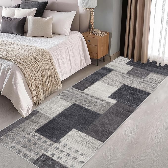 Modern Geometric Patchwork Indoor Runner Rug - Image 4