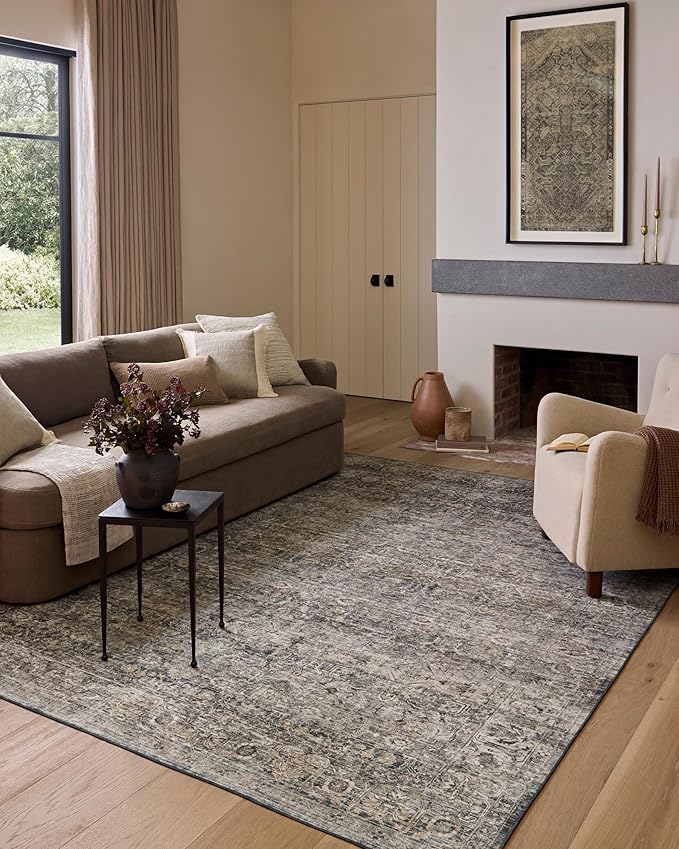 Loloi Amber Lewis Josie Collection JOS-05 Dove/Gold 6'-0" x 9'-0", .13" Pile by Loloi