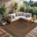 CAMILSON Outdoor Rug 6x9 Medallion Gold Modern Area Rugs - Image 6