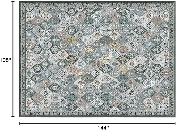 Phantoscope Washable Area Rug 9'x12' Non-Slip, Vintage Boho Rugs - Image 2