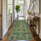 2x8 Runner Rug Green Vintage Washable Runner Rugs by Zeeinx