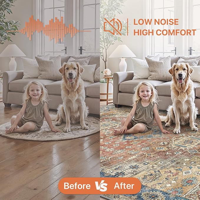 GENIMO 9x12 Area Rugs for Living Room, Machine Washable Non Slip Vintage Rugs - Image 6
