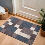 Rugshop Contemporary Blue Geometric Boxes Non-Slip Area Rug Non-Shedding - Image 7