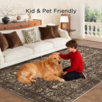 5X7 Area Rugs for Living Room, Soft Rugs Brown Washable Rug, Indoor Vintage - Image 6
